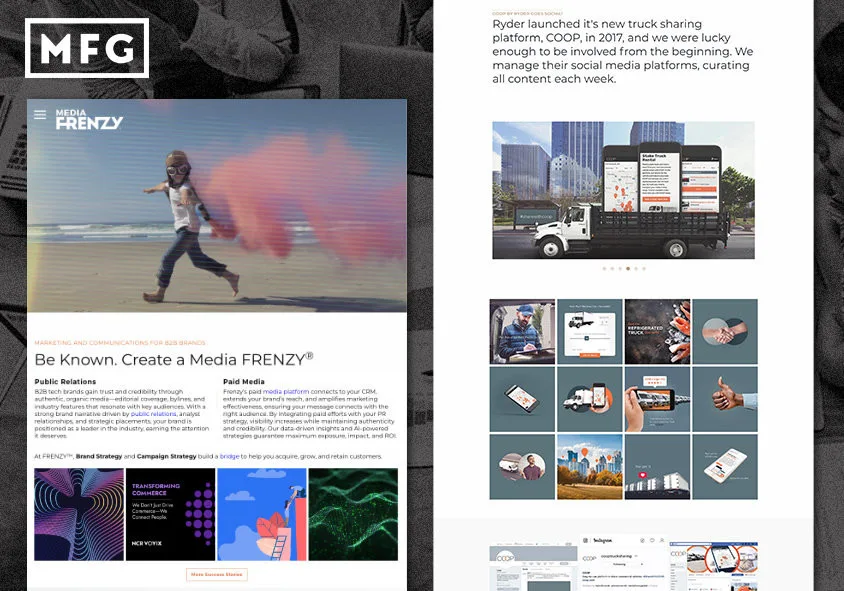 Media Frenzy Global website design and development project screenshots