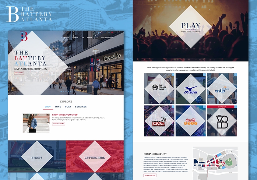 <p>The Battery Atlanta website design and development project screenshots</p>