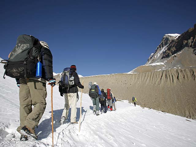 treking up mountain
